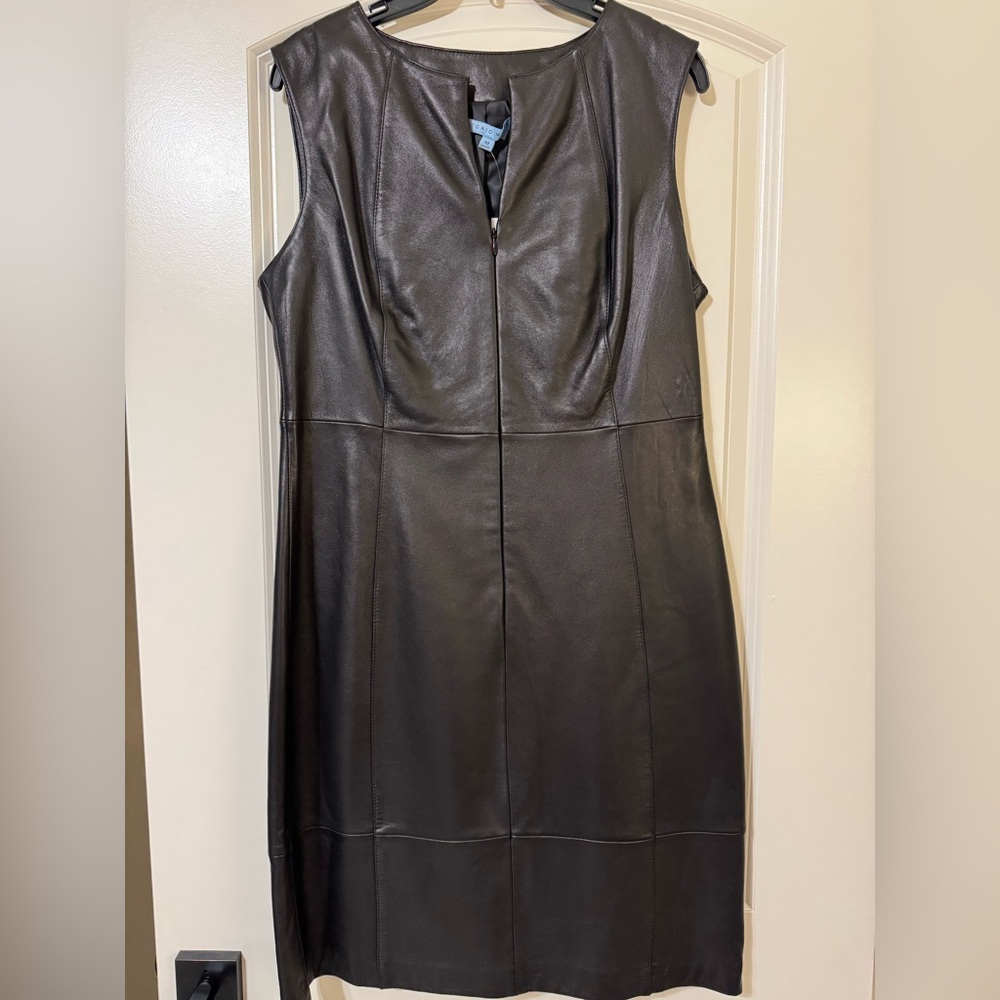 ✨ Brand New Ladies ANTONIO MELANI Black Leather Dress size 10 ✨ - Picture 2 of 16